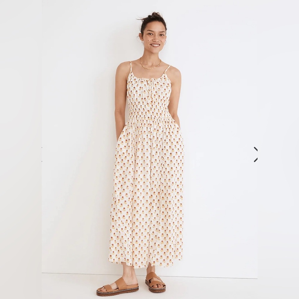 NWT Madewell Sophia Cami Midi Dress in Wild Calendula Block-Print Large